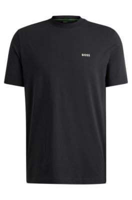 Shop Hugo Boss Stretch-cotton Regular-fit T-shirt With Contrast Logo In Dark Grey