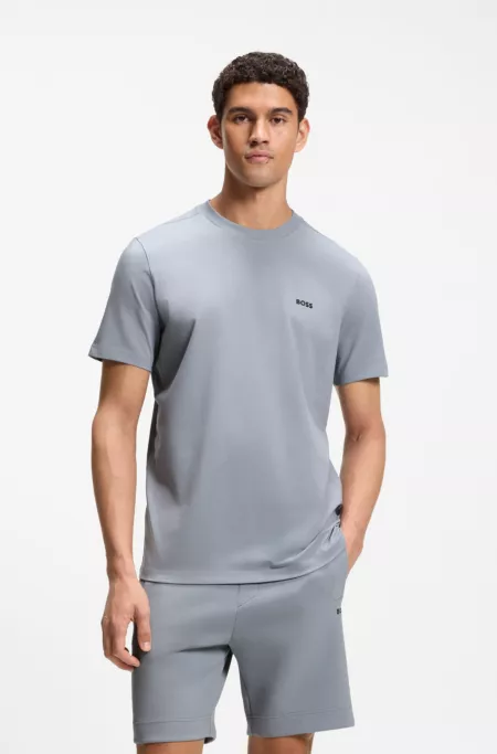 Stretch-cotton T-shirt with logo detail