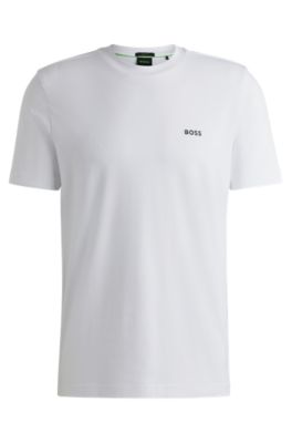 Shop Hugo Boss Stretch-cotton Regular-fit T-shirt With Contrast Logo In White