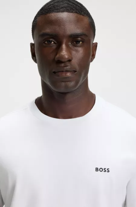Stretch-cotton T-shirt with logo detail