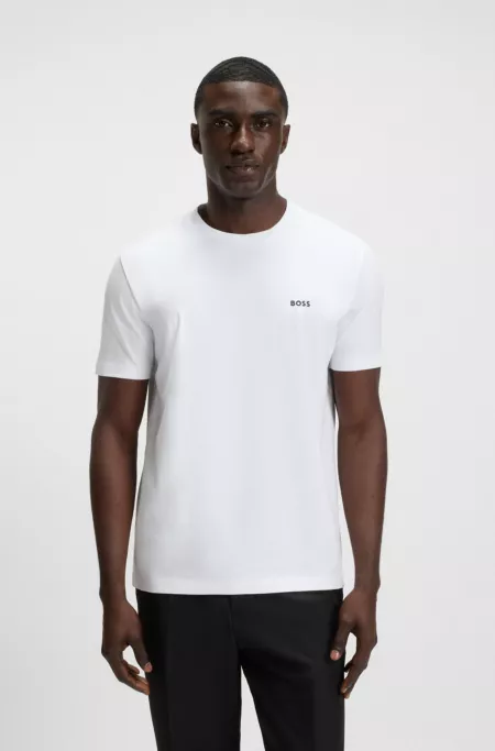 Stretch-cotton T-shirt with logo detail