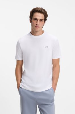 Stretch-cotton T-shirt with logo detail, White