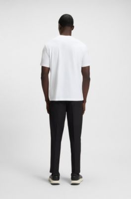 Camiseta de algod&oacute;n el&aacute;stico con detalle de logo, Blanco