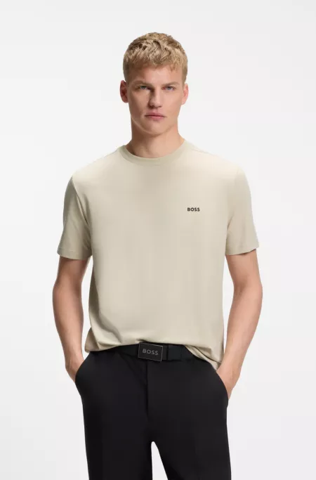 Stretch-cotton T-shirt with logo detail