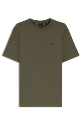 Stretch-cotton T-shirt with logo detail, Light Green