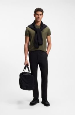 Stretch-cotton T-shirt with logo detail, Light Green