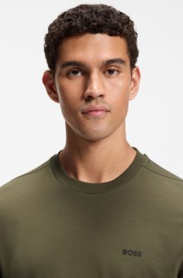Stretch-cotton T-shirt with logo detail, Light Green