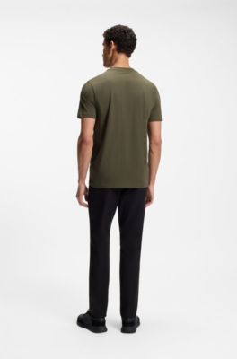 Stretch-cotton T-shirt with logo detail, Light Green