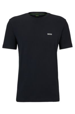 Hugo Boss Stretch-cotton Regular-fit T-shirt With Contrast Logo In Dark Blue