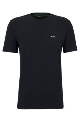 BOSS - Stretch-cotton regular-fit T-shirt with contrast logo