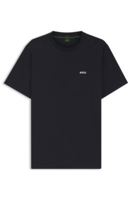 Stretch-cotton T-shirt with logo detail, Dark Blue
