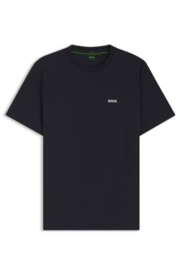 Stretch-cotton T-shirt with logo detail, Dark Blue