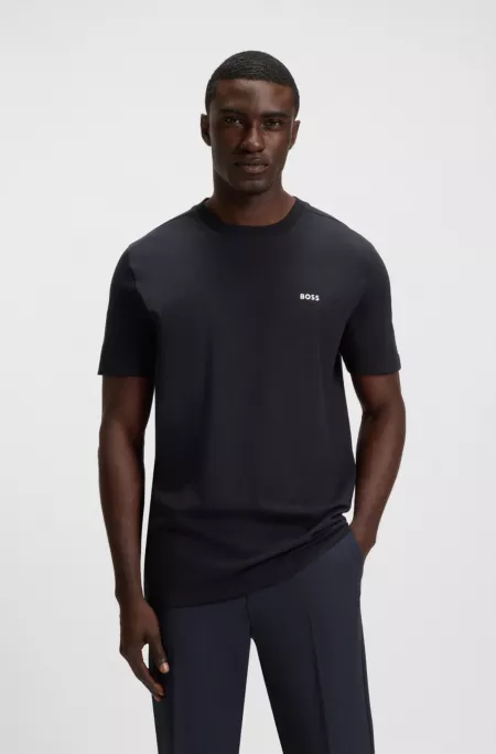 Stretch-cotton T-shirt with logo detail