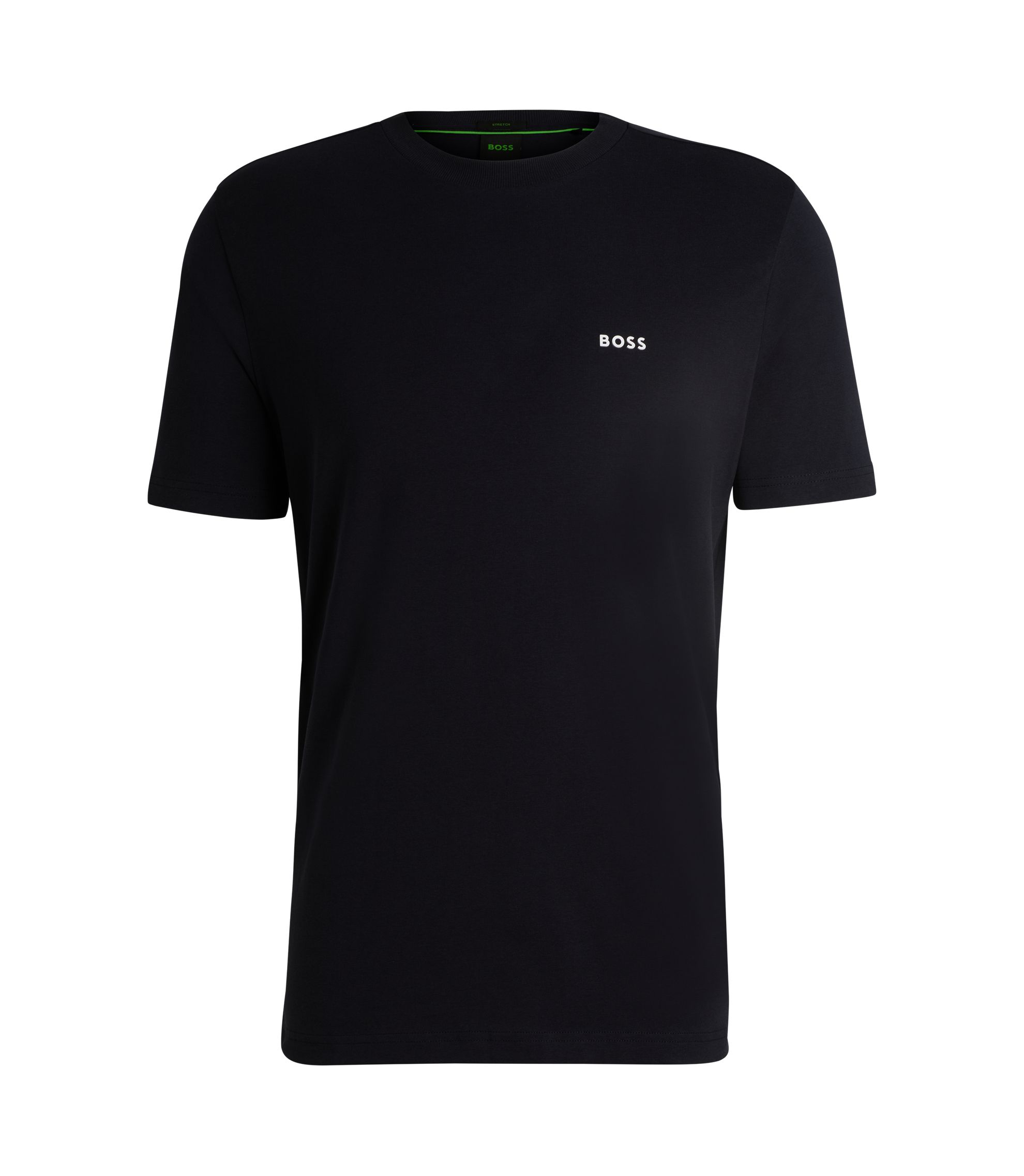 BOSS - Stretch-cotton regular-fit T-shirt with contrast logo