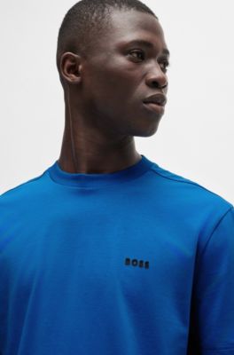 T-shirt en coton stretch avec d&eacute;tail logot&eacute;, bleu clair