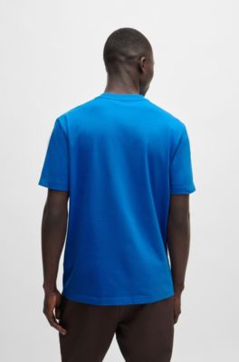 T-shirt en coton stretch avec d&eacute;tail logot&eacute;, bleu clair
