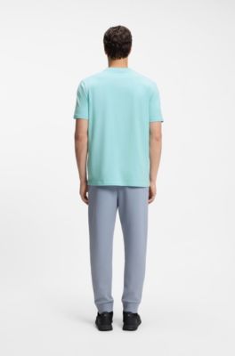 Stretch-cotton T-shirt with logo detail, Light Blue