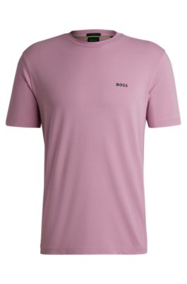 BOSS - Stretch-cotton regular-fit T-shirt with contrast logo