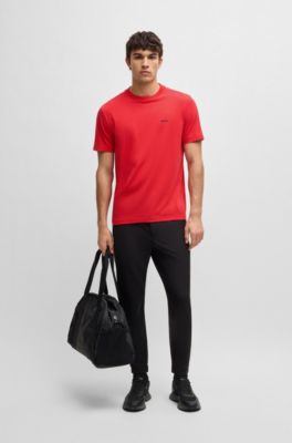 Camiseta de algod&oacute;n el&aacute;stico con detalle de logo, Rojo claro