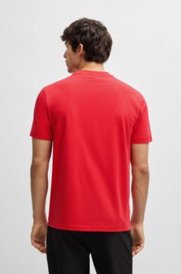 Camiseta de algod&oacute;n el&aacute;stico con detalle de logo, Rojo claro