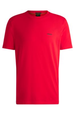 Hugo Boss Stretch-cotton Regular-fit T-shirt With Contrast Logo In Light Red