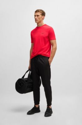 Camiseta de algod&oacute;n el&aacute;stico con detalle de logo, Rojo claro