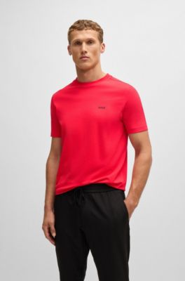 Camiseta de algod&oacute;n el&aacute;stico con detalle de logo, Rojo claro