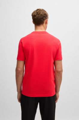 Camiseta de algod&oacute;n el&aacute;stico con detalle de logo, Rojo claro