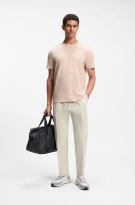 Stretch-cotton T-shirt with logo detail, Light Orange