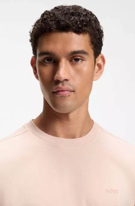 Stretch-cotton T-shirt with logo detail