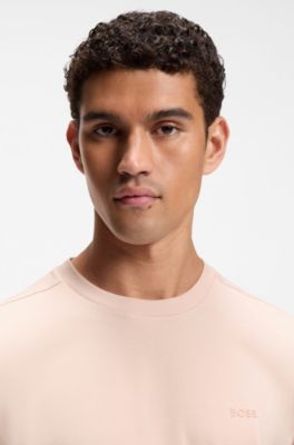Stretch-cotton T-shirt with logo detail, Light Orange