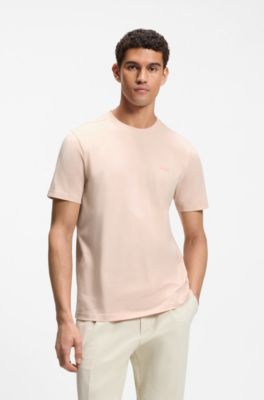 Stretch-cotton T-shirt with logo detail, Light Orange