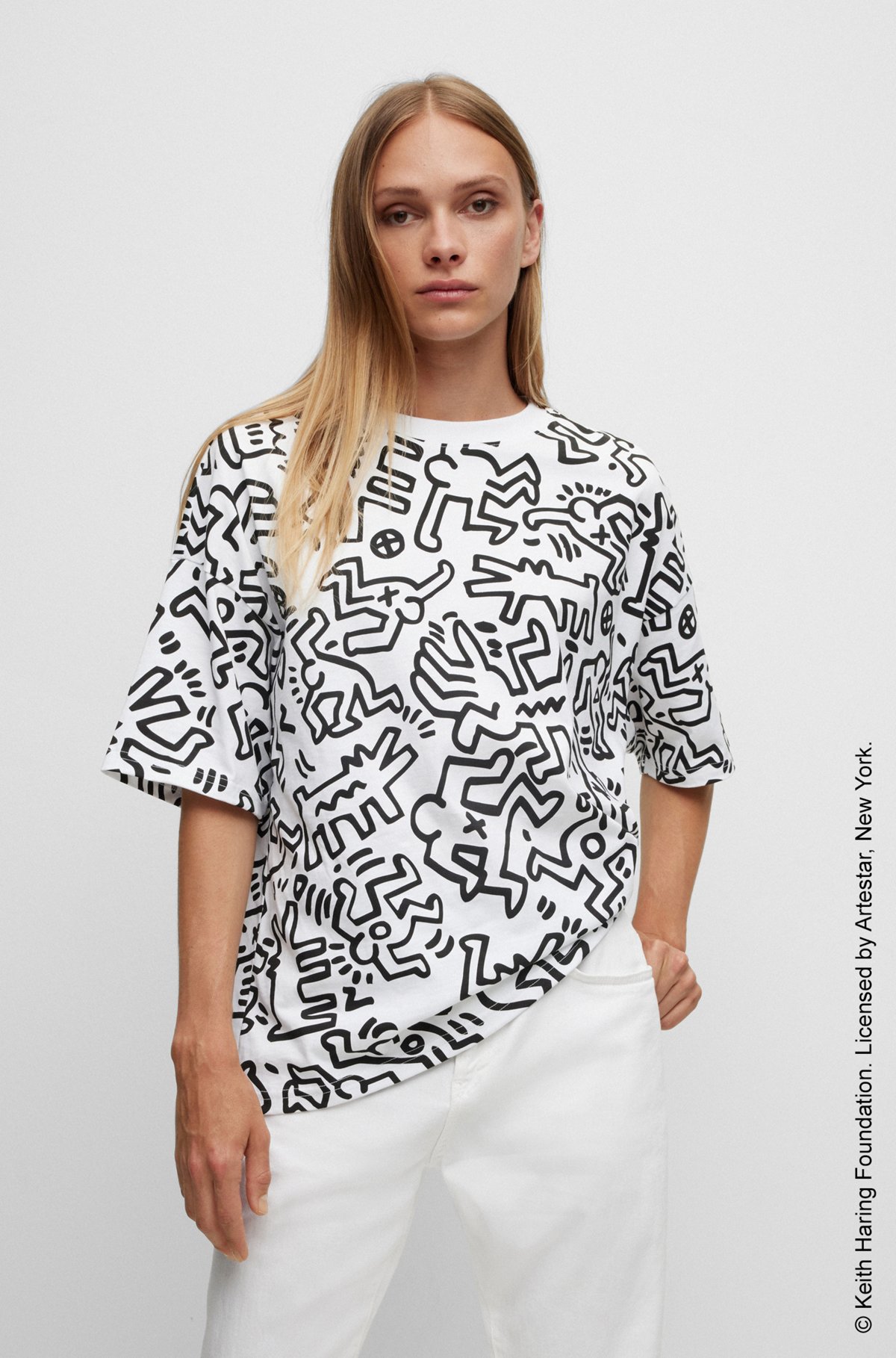 BOSS x Keith Haring gender-neutral graphic T-shirt in cotton jersey