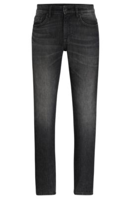 BOSS - Slim-fit jeans in black comfort-stretch denim
