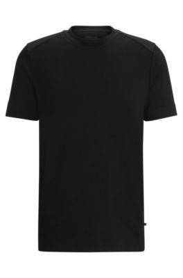 Shop Hugo Boss Regular-fit T-shirt In Mercerized Stretch Cotton In Black