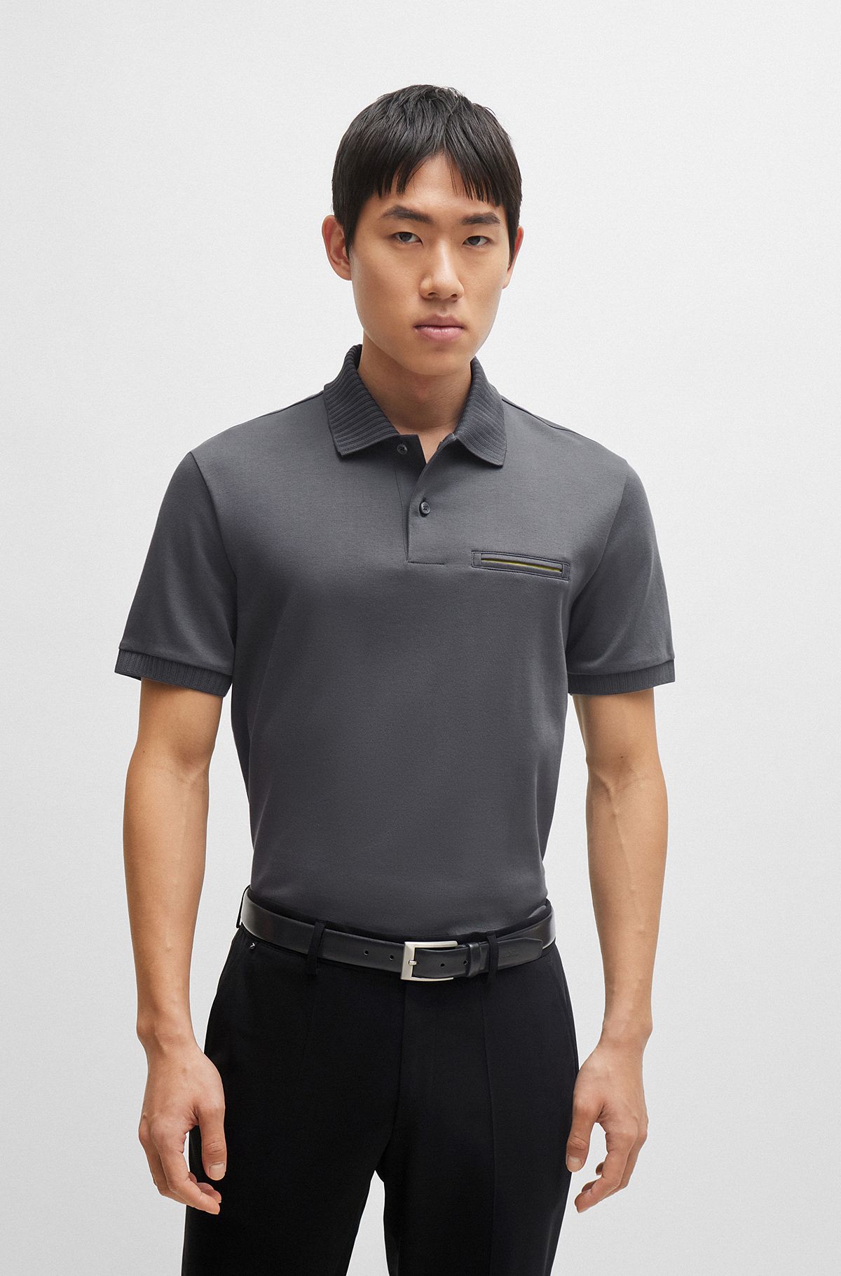 Polo shirt with moisture management, Grey