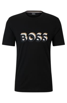 HUGO BOSS COTTON-JERSEY T-SHIRT WITH LOGO IN SIGNATURE COLORS