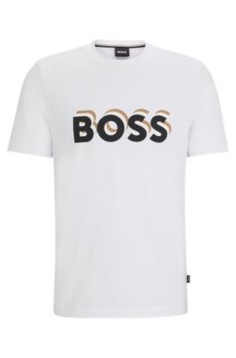 Shop Hugo Boss Cotton-jersey T-shirt With Logo In Signature Colors In White