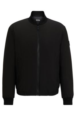 Shop Hugo Boss Regular-fit Jacket In Bi-stretch Fabric In Black