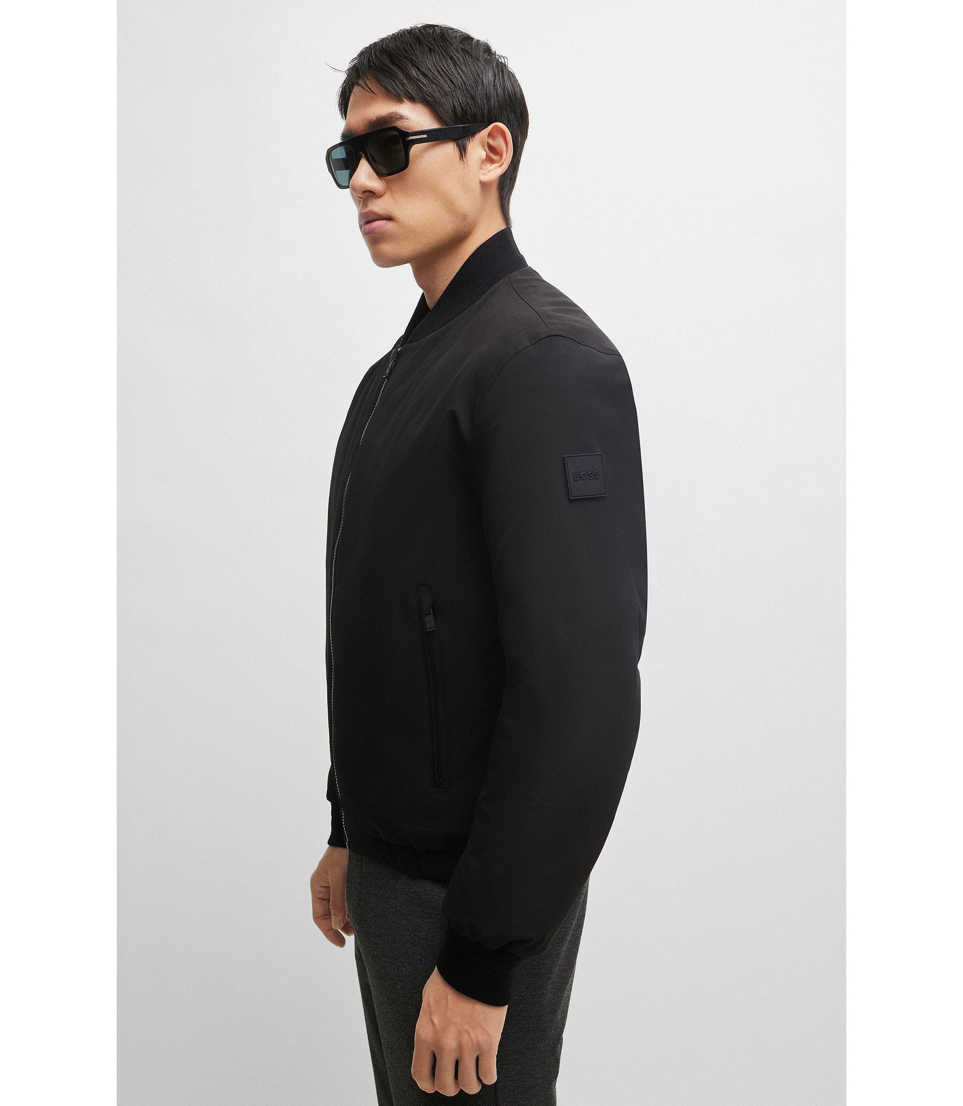 BOSS - Regular-fit jacket in bi-stretch fabric - Black BOSS - Regular-fit jacket in bi-stretch fabric - Black