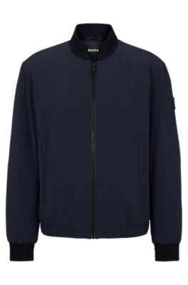 Hugo Boss Regular-fit Jacket In Bi-stretch Fabric In Dark Blue