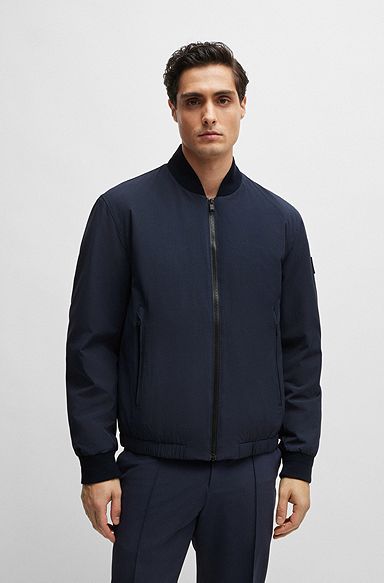 Regular-fit jacket in bi-stretch fabric, Dark Blue