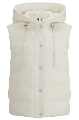 Shop Hugo Boss Hybrid Hooded Gilet With Teddy Lining In White