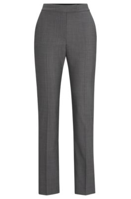 Shop Hugo Boss Slim-fit Trousers In Italian Virgin-wool Sharkskin In Patterned