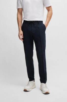 Pantalon Slim Fit en tissu bi-stretch, Bleu fonc&eacute;