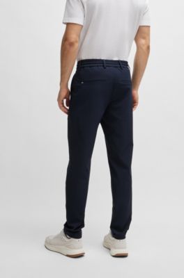 Pantalon Slim Fit en tissu bi-stretch, Bleu fonc&eacute;