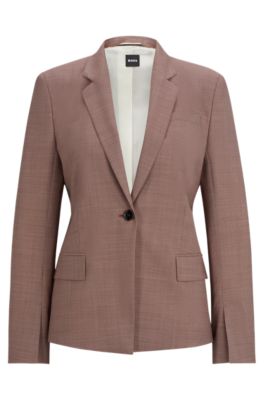 Hugo Boss Slim-fit Jacket In Italian Virgin-wool Sharkskin In Patterned