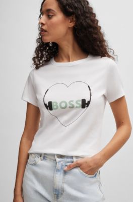 Regular-fit T-shirt in with seasonal print, White