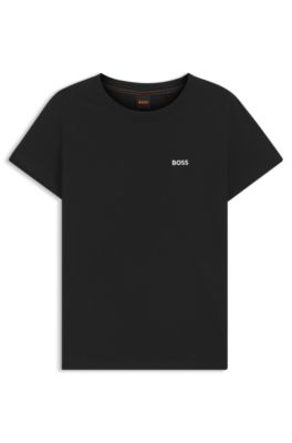 Camiseta de punto de algod&oacute;n con detalle de logo, Negro