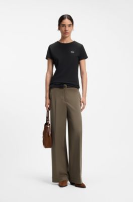 T-shirt en jersey de coton avec d&eacute;tail de logo, Noir